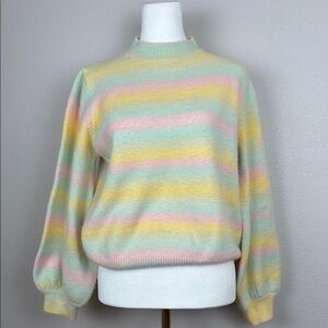 Olivia Rubin Pastel Striped Knit Sweater – Size XS